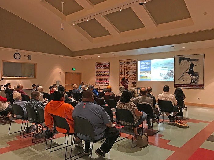 Pawiyálst'aksha Wayámna, Memorializing the Death of the Sound of the Falls, a public program dedicated to share memories of Celilo Falls through stories and song.