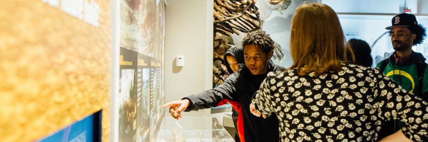 Students on a tour in Explore Oregon Exhibit 