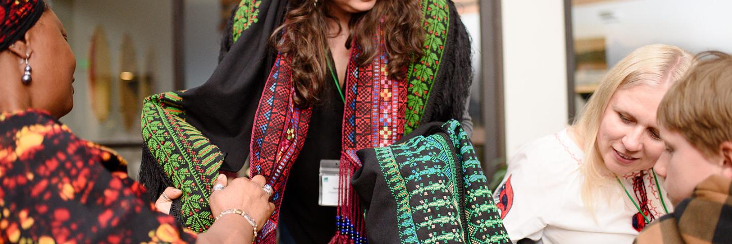 Artist shared Palestinian embroidery with other artists; OFN What We Do Banner