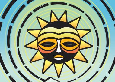 A painting of a sun with a face, from Steph Littlebird