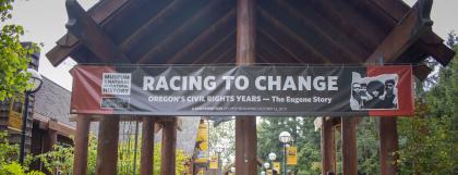 Racing to Change exterior banner