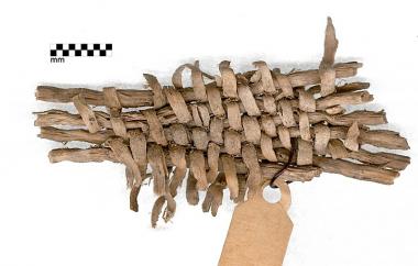 Closed diagonal twine basketry fragment (side two)