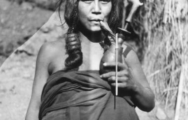 Woman smoking water pipe (MNCH Image 12-1455)