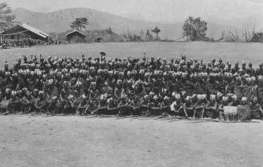 Group of men with rifles and shields  (MNCH Image 12-1595)