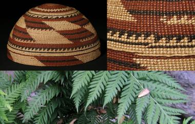 Twined hat and Woodwardia fern