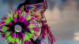 A child dances at an Indigenous Peoples’ Day event at Gordon Russell Middle School in Gresham