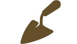 A simple graphic of a brown trowel